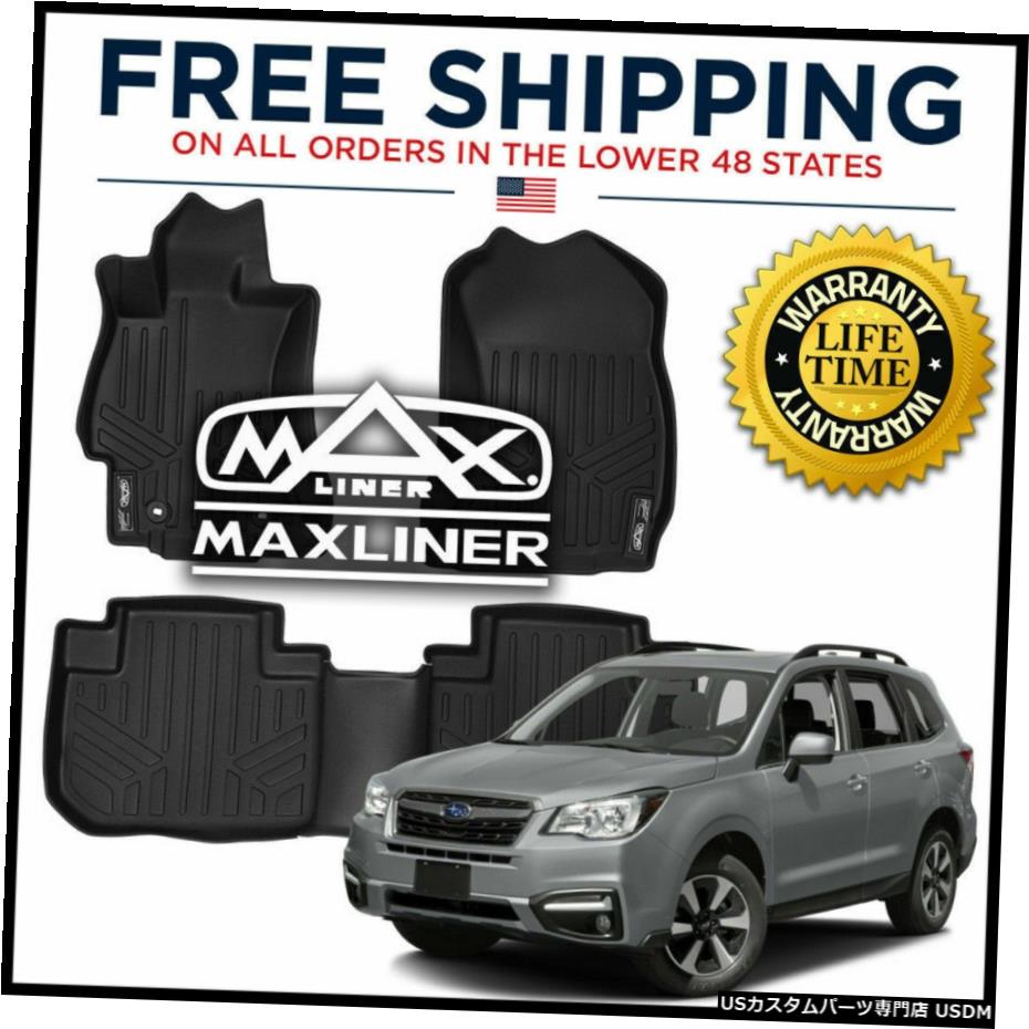 Floor Mat MAXFLOORMATフロント＆2列目フロアライナーマットブラック（14-2018スバルフォレスター用） MAXFLOORMAT Front & Second Row Floor Liner Mat Black for 14-2018 Subaru Forester 【並行輸入品】