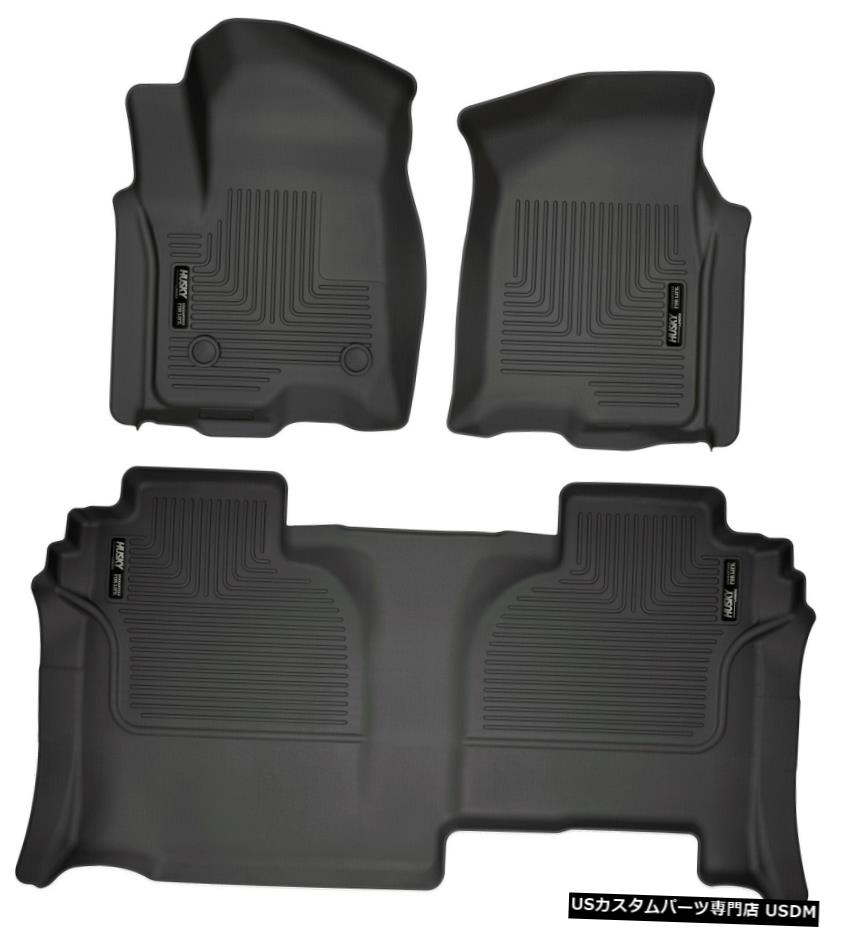 Floor Mat 2019-20シルバラード/シエラダブル用ハスキーウェザービーターフロアマットライナーセット Husky WeatherBeater Floor Mats Liner Set for 2019-20 Silverado/Sierra Double 【並行輸入品】