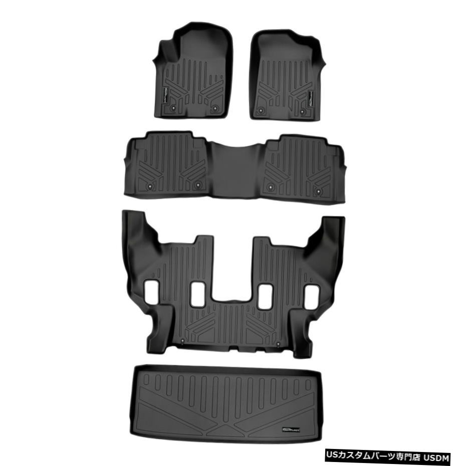 Floor Mat マックスライナーフロアマット3列セットとアルマダ用カーゴライナーブラック-QX56-QX80 Maxliner Floor Mats 3 Row Set And Cargo Liner Black For Armada - QX56 - QX80 【並行輸入品】