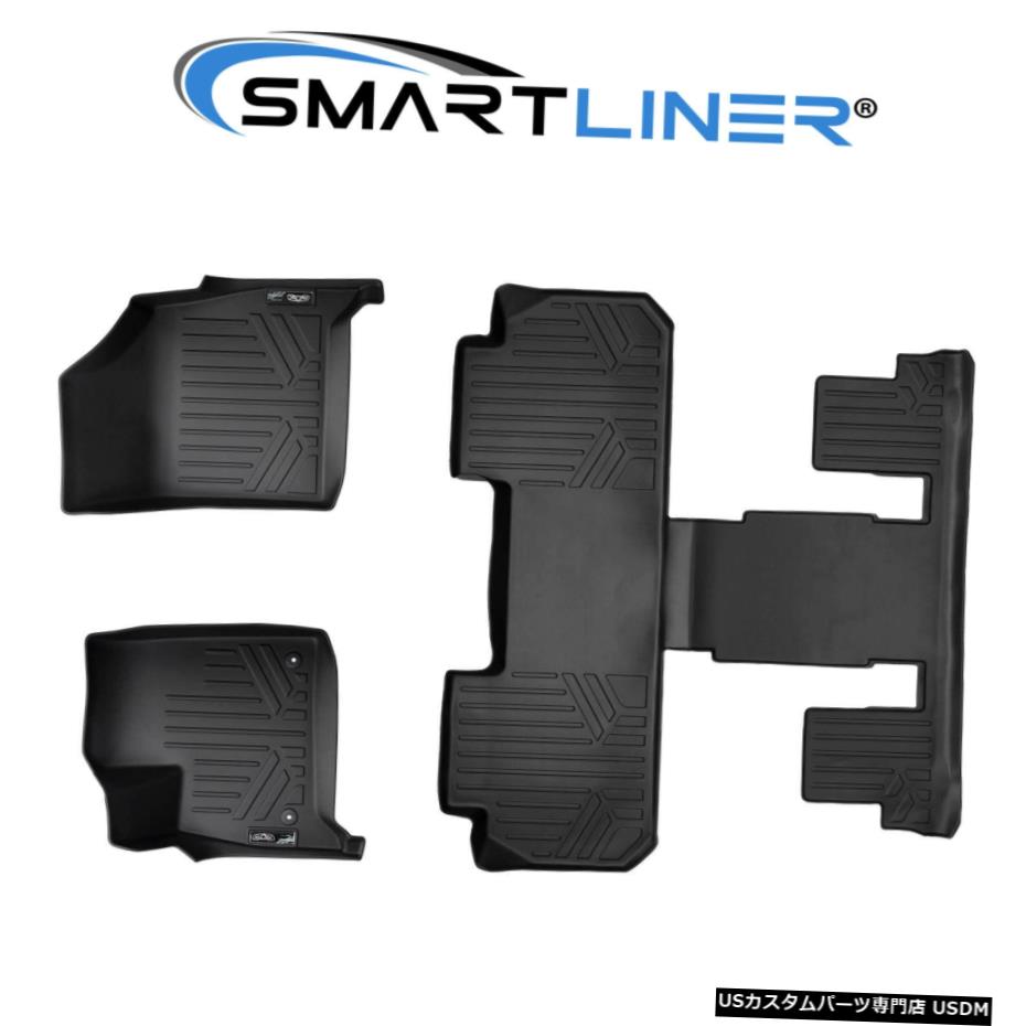Floor Mat SMARTLINERカスタムフィットフロアマット3列セットブラック2018-2020ビュイックエンクレーブ SMARTLINER Custom Fit Floor Mats 3 Row Set Black For 2018-2020 Buick Enclave 【並行輸入品】