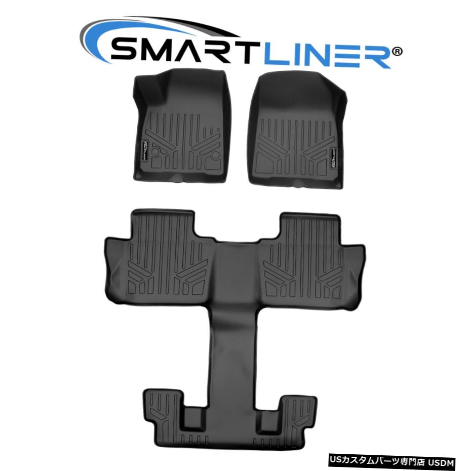 Floor Mat SMARTLINERカスタムフィットフロアマットライナーブラック17-21GMCアカディアバケットシート用 SMARTLINER Custom Fit Floor Mats Liner Black For 17-21 GMC Acadia Bucket Seats 【並行輸入品】