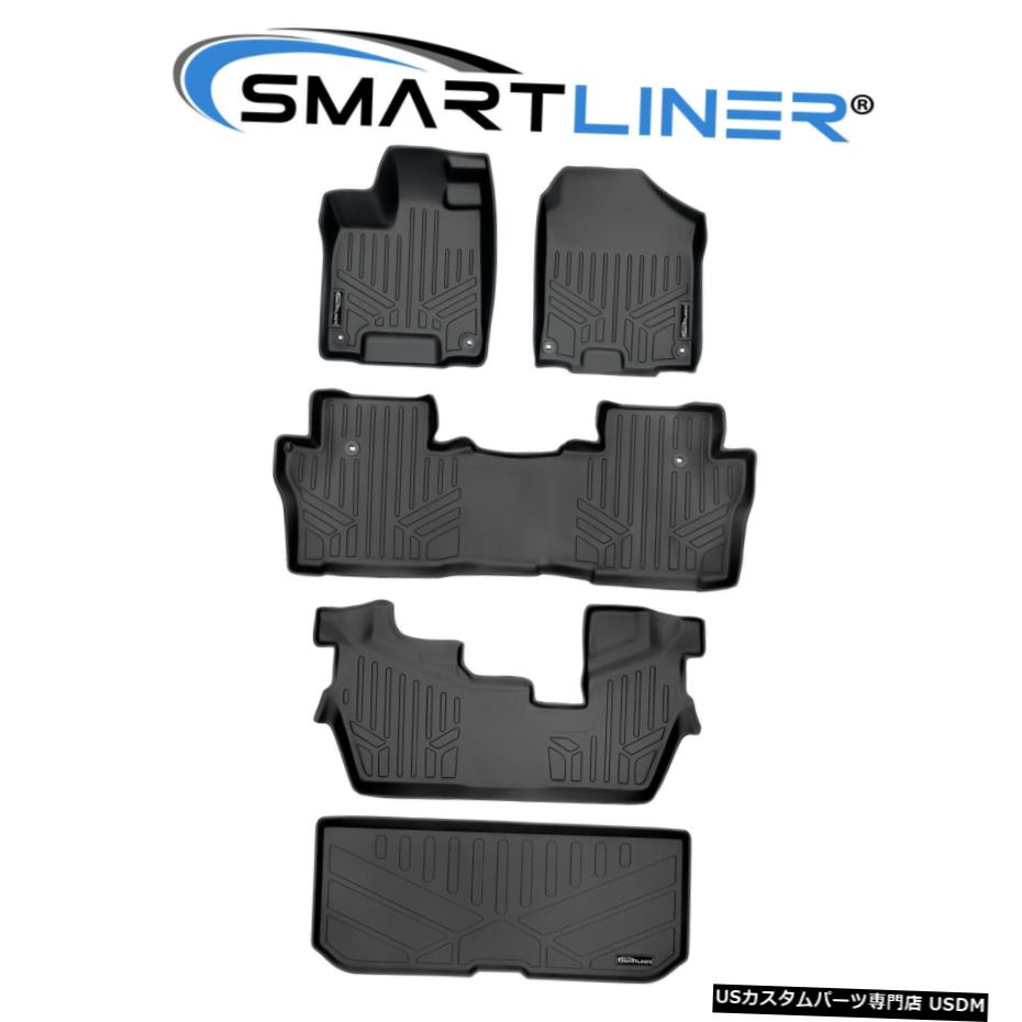 Floor Mat SMARTLINERフロアマットカーゴライナーセットブラック2016-2021パイロット8-乗客 SMARTLINER Floor Mats Cargo Liner Set Black For 2016-2021 Pilot 8-Passenger 【並行輸入品】