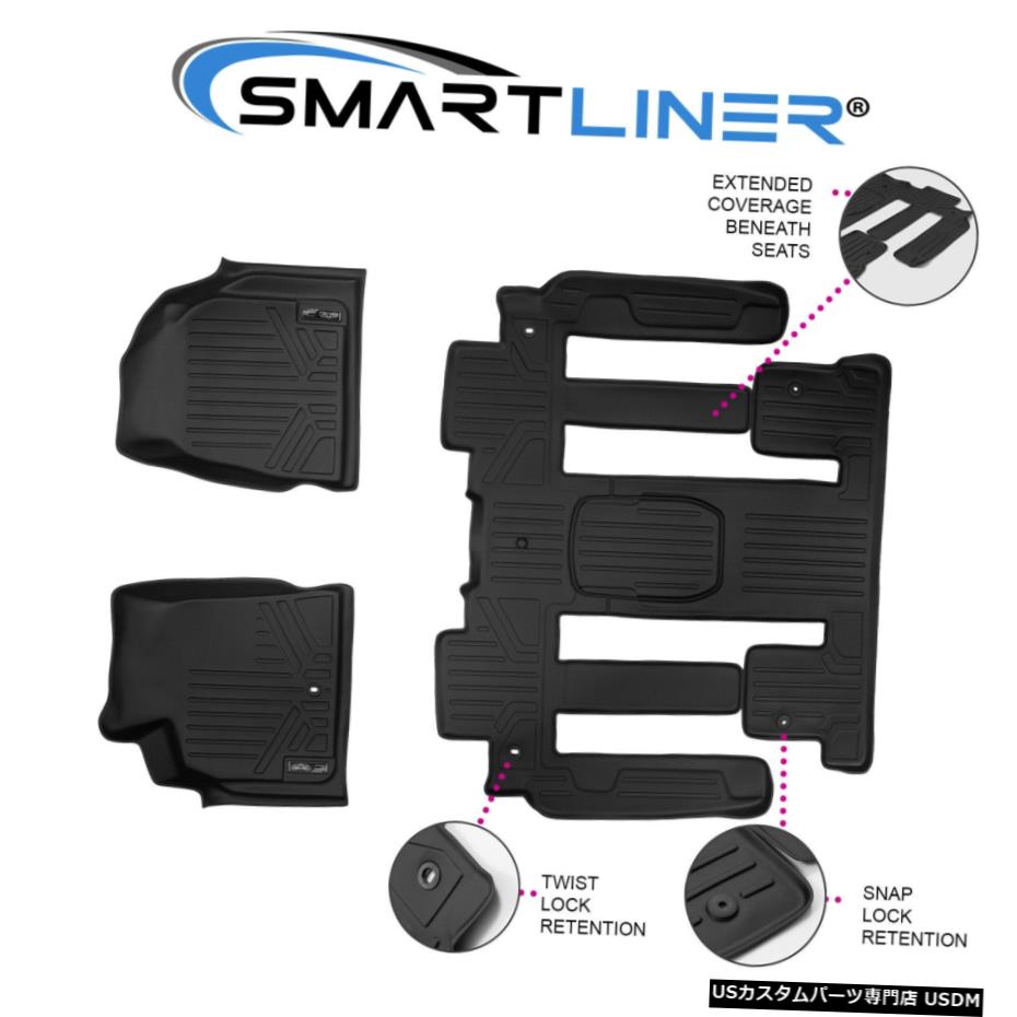 Floor Mat SMARTLINERカスタムフィットフロアマット3列セットトラバース/エンクレーブ/アカディア用ブラック SMARTLINER Custom Fit Floor Mats 3 Row Set Black For Traverse/Enclave/Acadia 【並行輸入品】