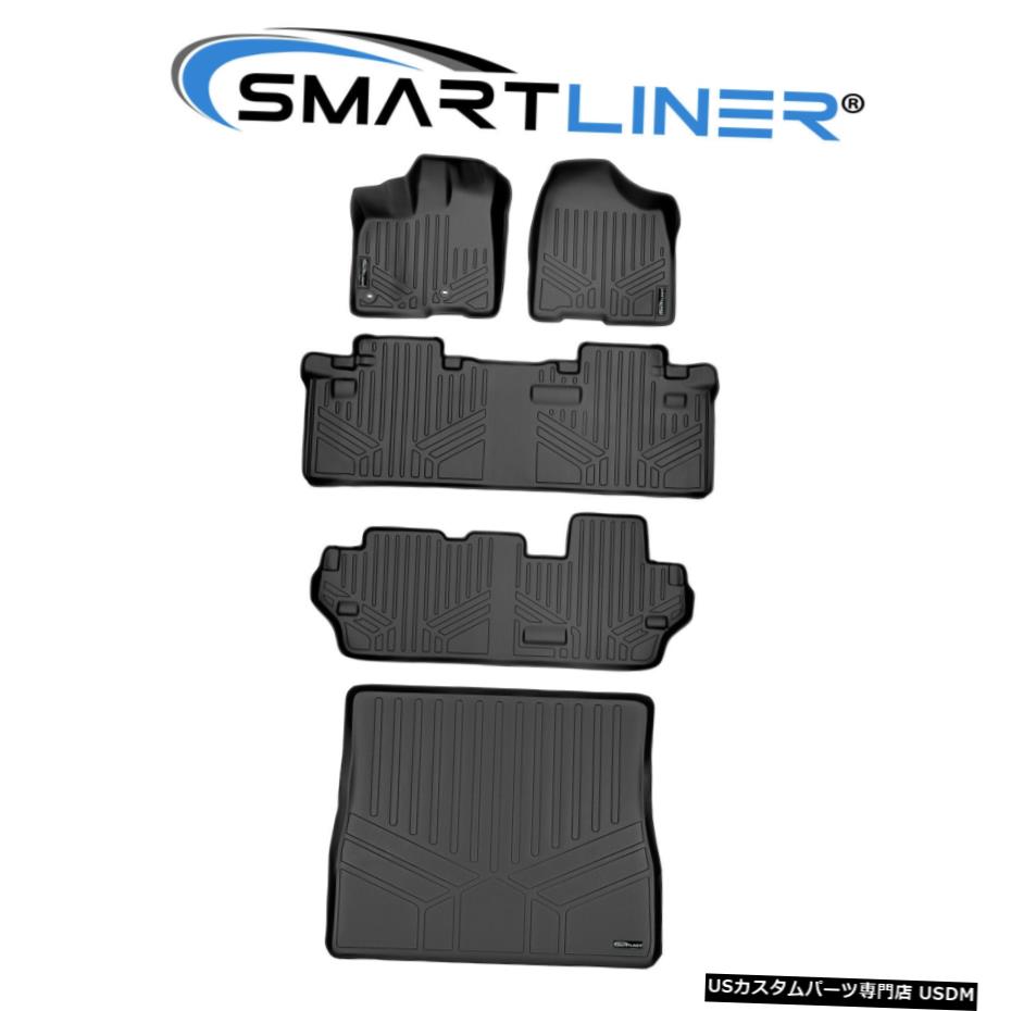 Floor Mat 全天候型フロアマット（2列）とシエナ8席用カーゴライナーセットブラック All Weather Floor Mats (2 Rows) And Cargo Liner Set Black For Sienna 8 Seats 【並行輸入品】