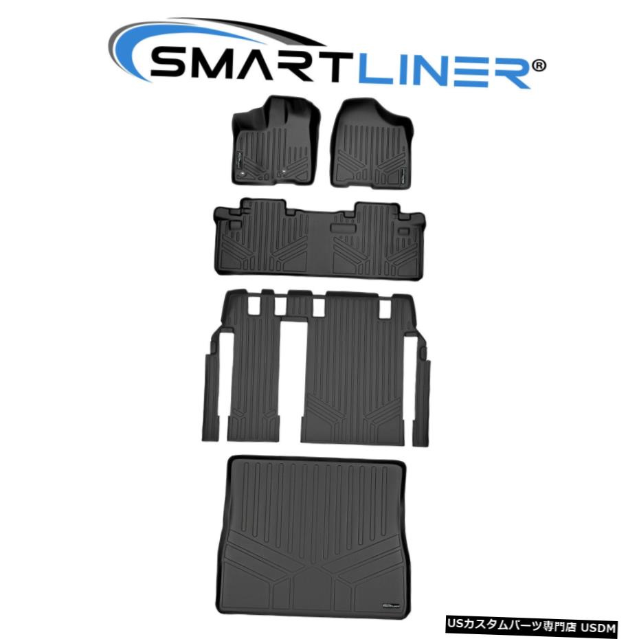 Floor Mat SMARTLINERフロアマット（2列）とシエナ8人用カーゴライナーセットブラック SMARTLINER Floor Mats (2 Rows) And Cargo Liner Set Black For Sienna 8 Passenger 【並行輸入品】