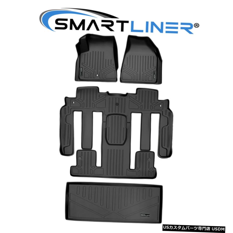 Floor Mat 全天候型フロアマットセットとバケットシート付きアカディア用カーゴライナーブラック All Weather Floor Mats Set And Cargo Liner Black For Acadia With Bucket Seats 【並行輸入品】