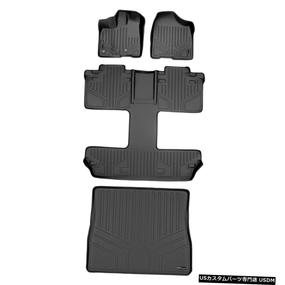 Floor Mat 全天候型フロアマットセット3列、シエナ7シート用カーゴライナーブラック All Weather Floor Mats Set 3 Rows And Cargo Liner Black For Sienna 7 Seats 【並行輸入品】