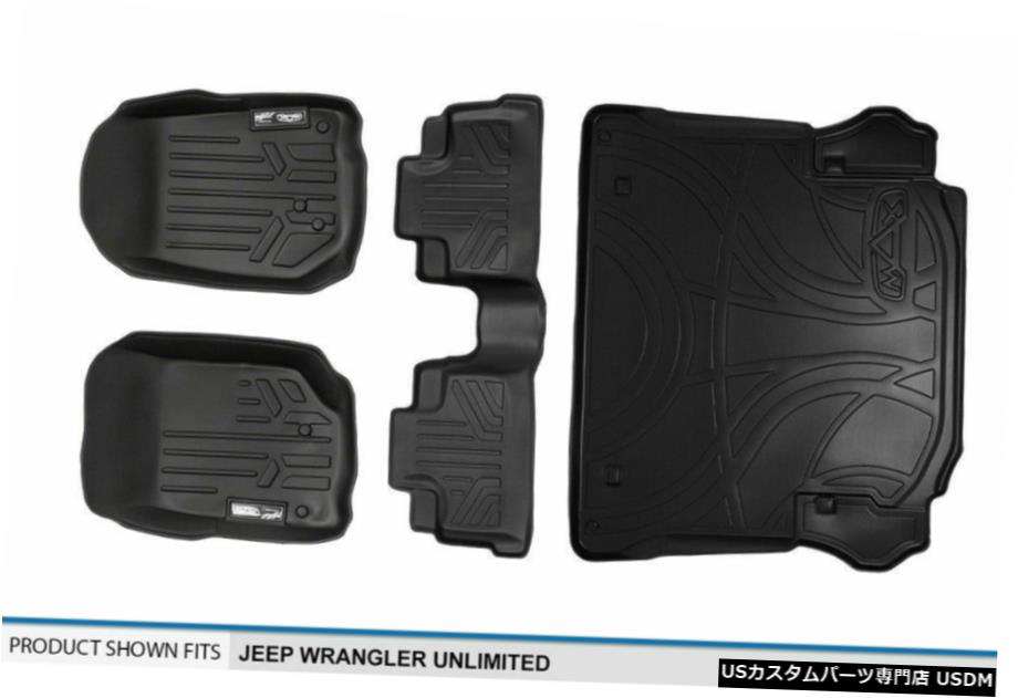 Floor Mat MaxLinerカスタム1st2ndカーゴフロアマット2011-13ラングラー4ドア用ブラックセット MaxLiner Custom 1st 2nd Cargo Floor Mats Set Black for 2011-13 Wrangler 4-Door 【並行輸入品】
