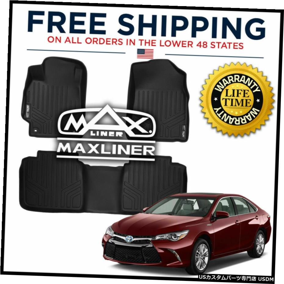 Floor Mat MaxLinerカスタム全天候型1列目/ 2列目フロアマットブラック2015-17トヨタカムリ MaxLiner Custom All Weather 1st/2nd Row Floor Mat Black for 2015-17 Toyota Camry 【並行輸入品】