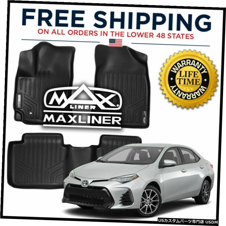 Floor Mat MAXFLOORMATフロント/リアローフロアライナーマットブラック2014-2021カローラオートマチック MAXFLOORMAT Front/Rear Row Floor Liner Mat Black for 2014-2021 Corolla Automatic 【並行輸入品】