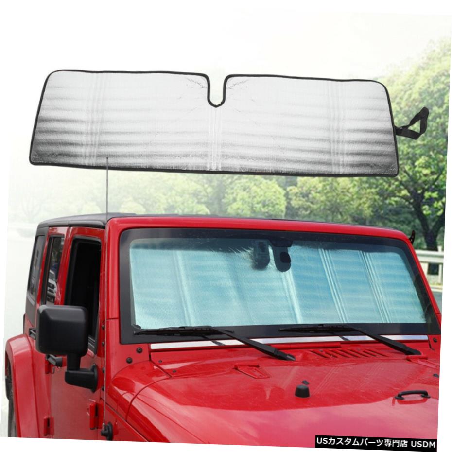 クロームメッキ ジープラングラーTJJK 1997-2017 Car Windshield Sunshade Visor Mat Retractable For Jeep Wrangler TJ JK 1997-2017 【並行輸入品】