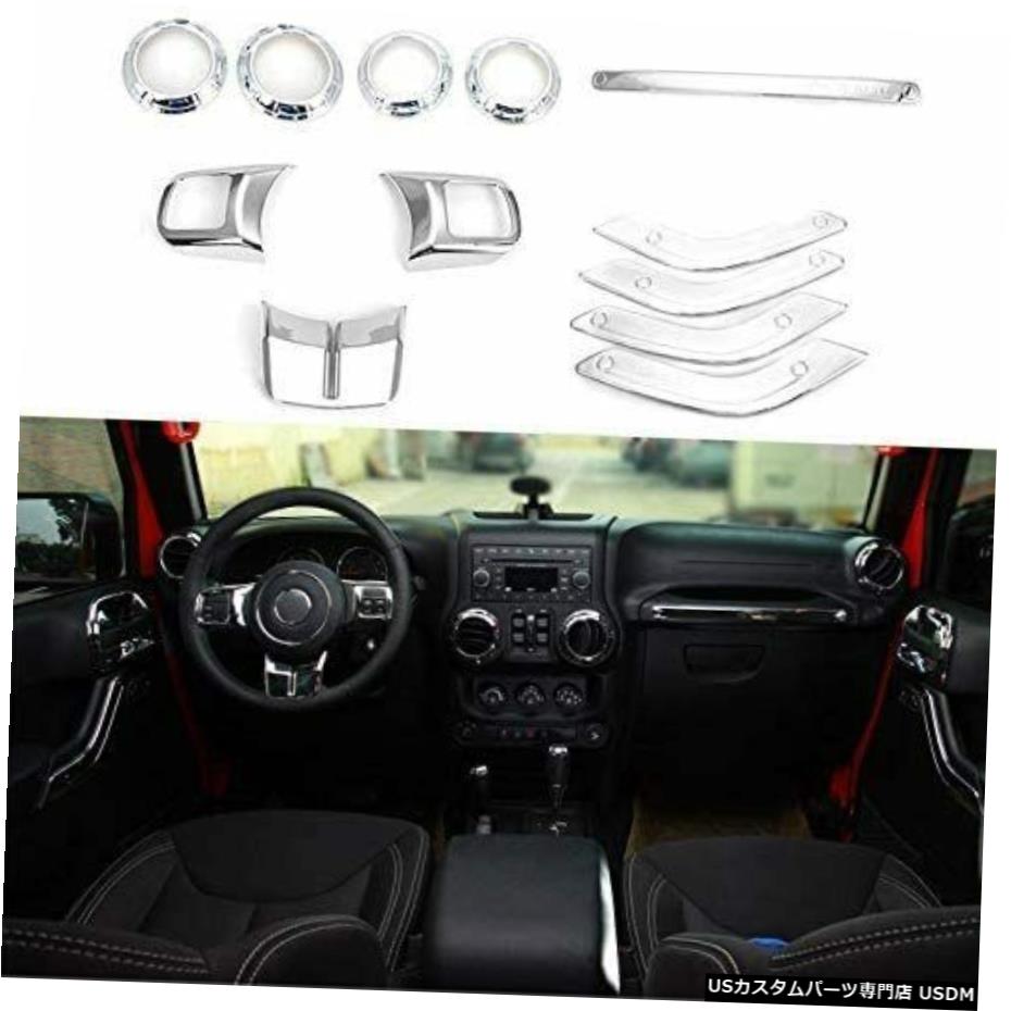 クロームメッキ 4ドアジープラングラーJK2011-2017用12Xクロームインテリアフレームトリムカバー 12X Chrome Interior Decor Frame Trim Cover for 4-Door Jeep Wrangler JK 2011-2017 【並行輸入品】 30,102円
