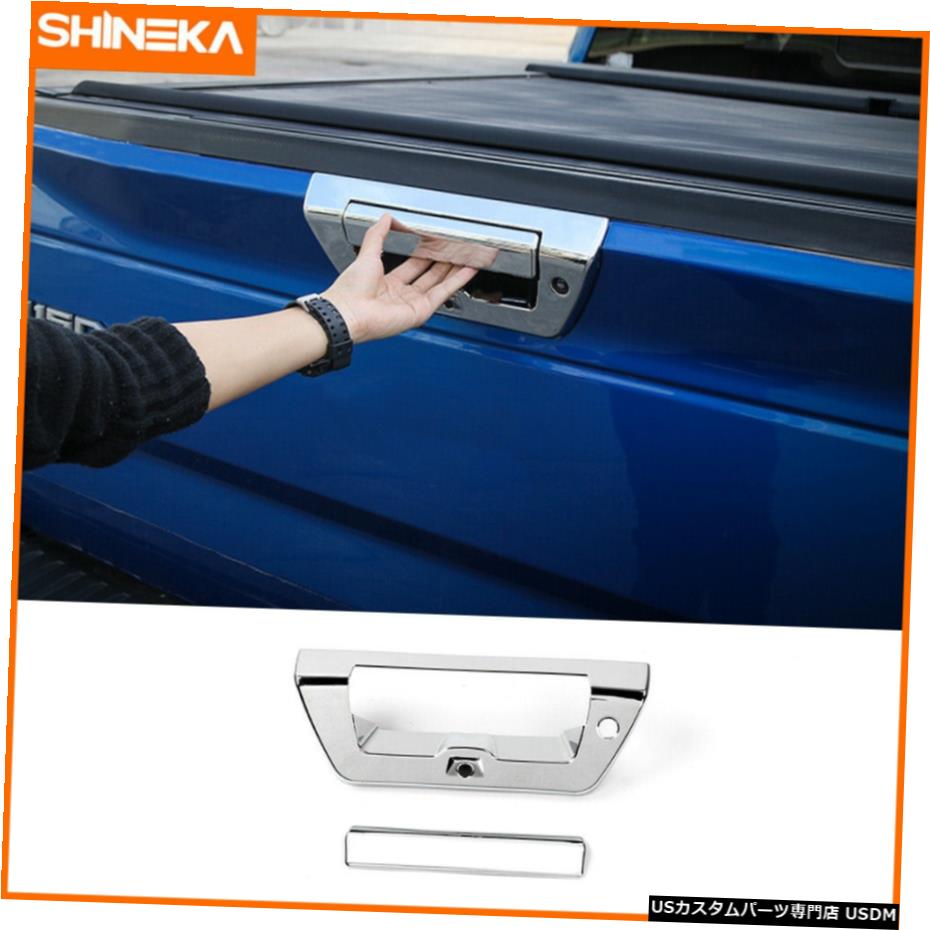クロームメッキ 2pcsクロームテールゲートドアハンドルトリム装飾ベゼルフォードF1502015-2019 2pcs Chrome Tailgate Door Handle Trim Decorative Bezel for Ford F150 2015-2019 【並行輸入品】