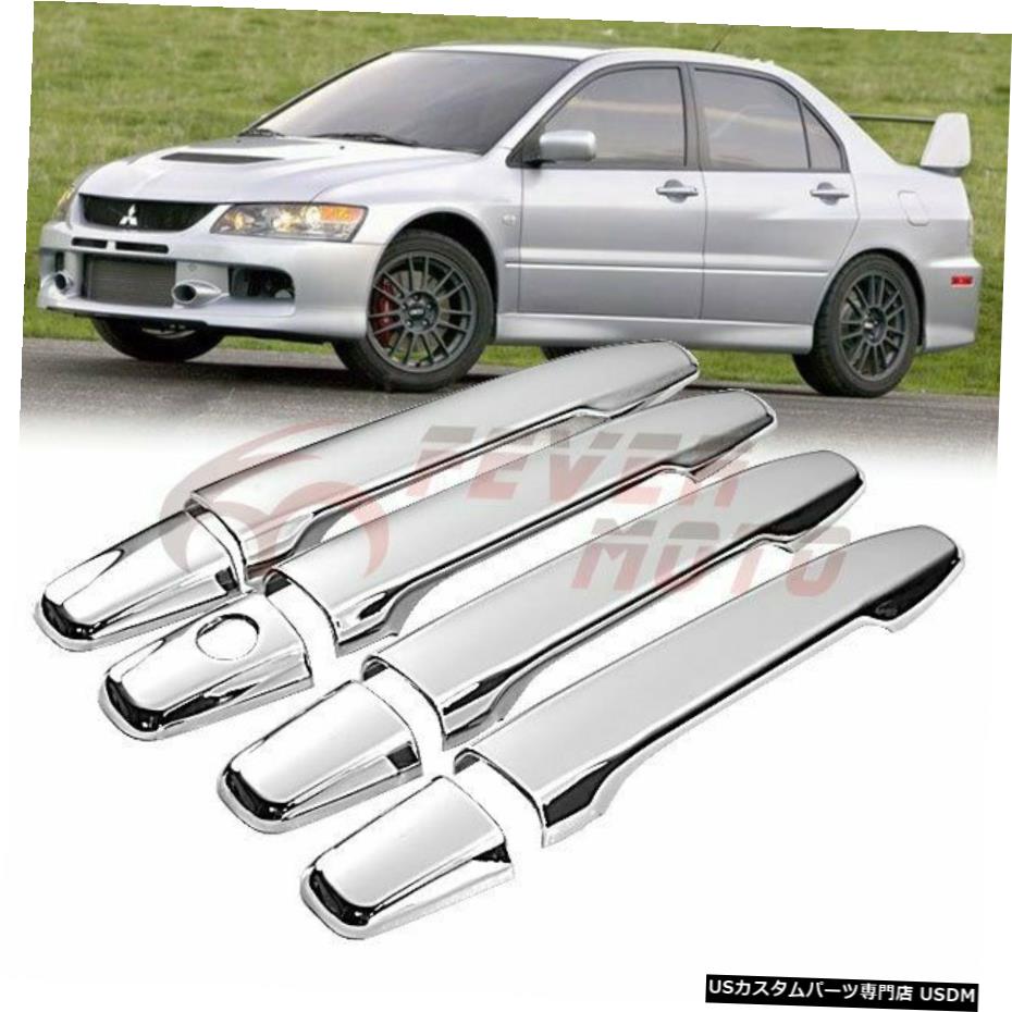 クロームメッキ 08-14 Mitsubishi Lancer Evolution X FM用トリプルクロームドアハンドルカバートリム Triple Chrome Door Handle Cover Trim For 08-14 Mitsubishi Lancer Evolution X FM 【並行輸入品】