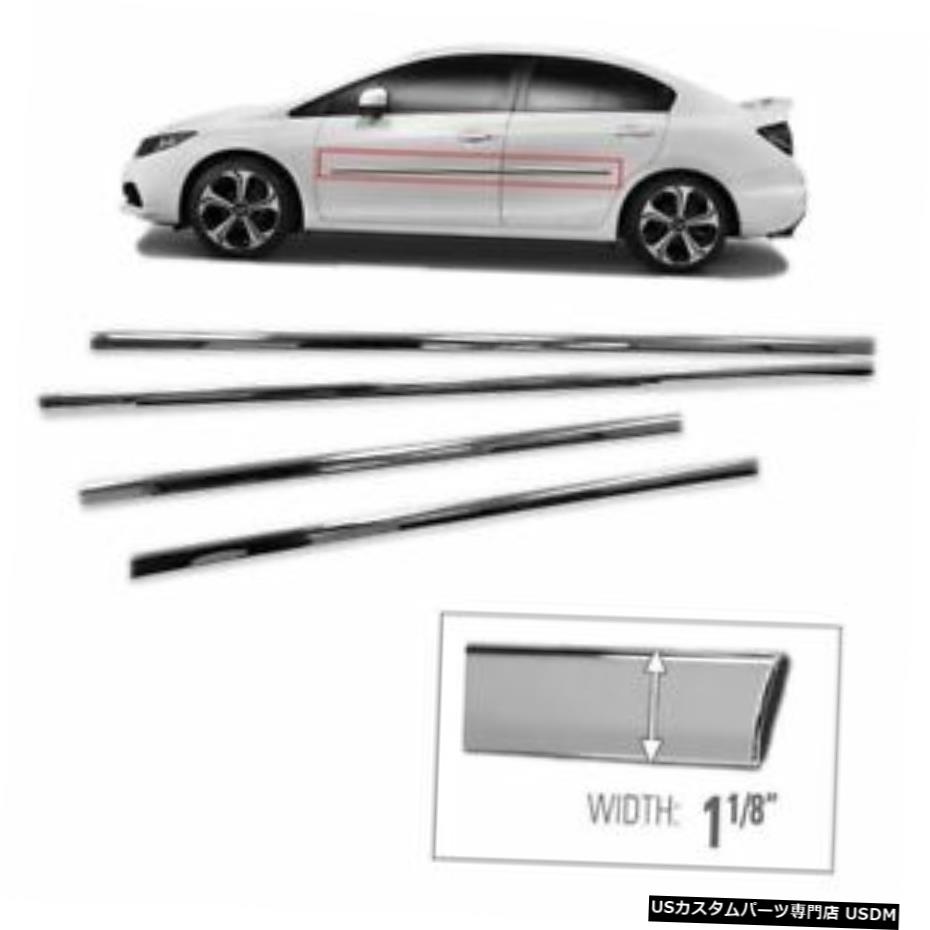 クロームメッキ 2012 2013 2014 2015ホンダシビッククロームサイドスカートトリム For 2012 2013 2014 2015 Honda Civic Chrome Side Skirt Trim 【並行輸入品】