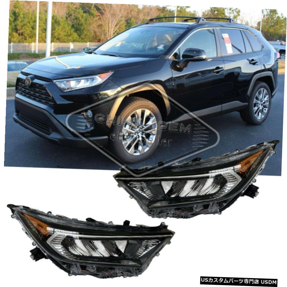 クロームメッキ For 2019 2020 TOYOTA RAV4 XLE LE Pair LEDProjector Headlights Chrome Headlamp 【並行輸入品】