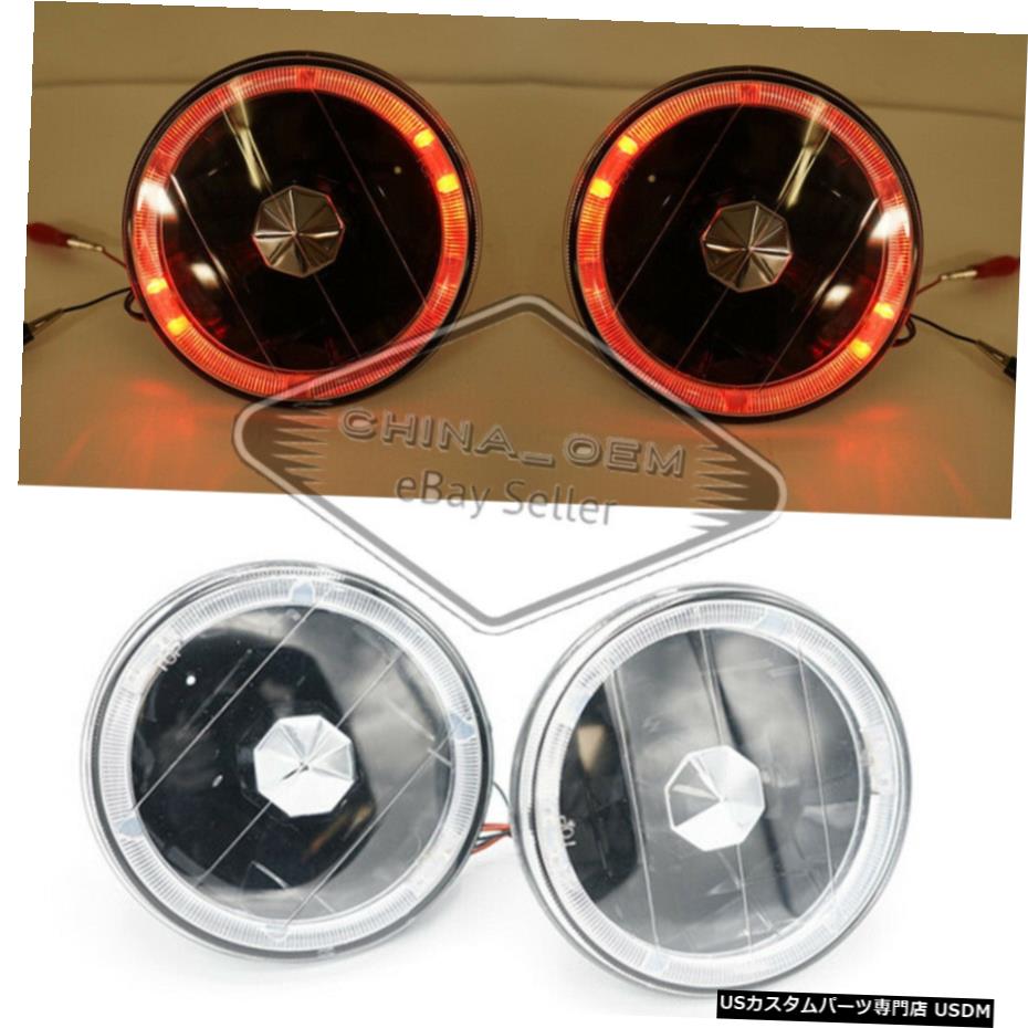 クロームメッキ 2pcs Universal 5 Inch Round Red Halo Headlight Angel Eye DRL LH RH Headlamps 【並行輸入品】