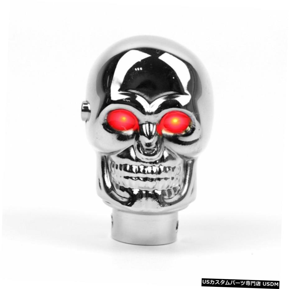 クロームメッキ Universal Chrome Skull Gear Shift Knob Manual Lever Stick Red Eyes LED Lights 【並行輸入品】