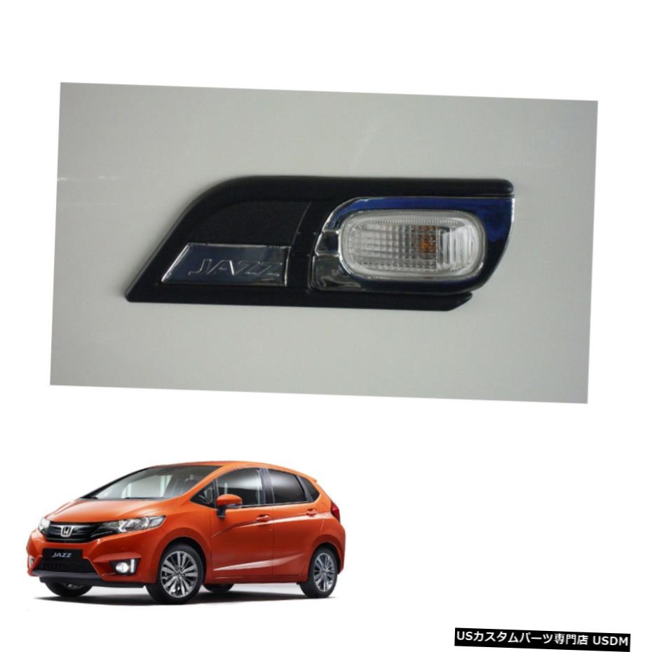 クロームメッキ Side Lamp Cover Black Chrome Trim LH RH 2 Pc Fit Honda Jazz Fit GK5 2014 - 2017 【並行輸入品】