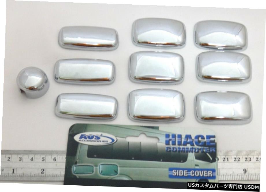 クロームメッキ Chrome Side Button Mirror Cab Cover Fits Van Toyota Hiace Commuter 2005 2014 V.2 【並行輸入品】