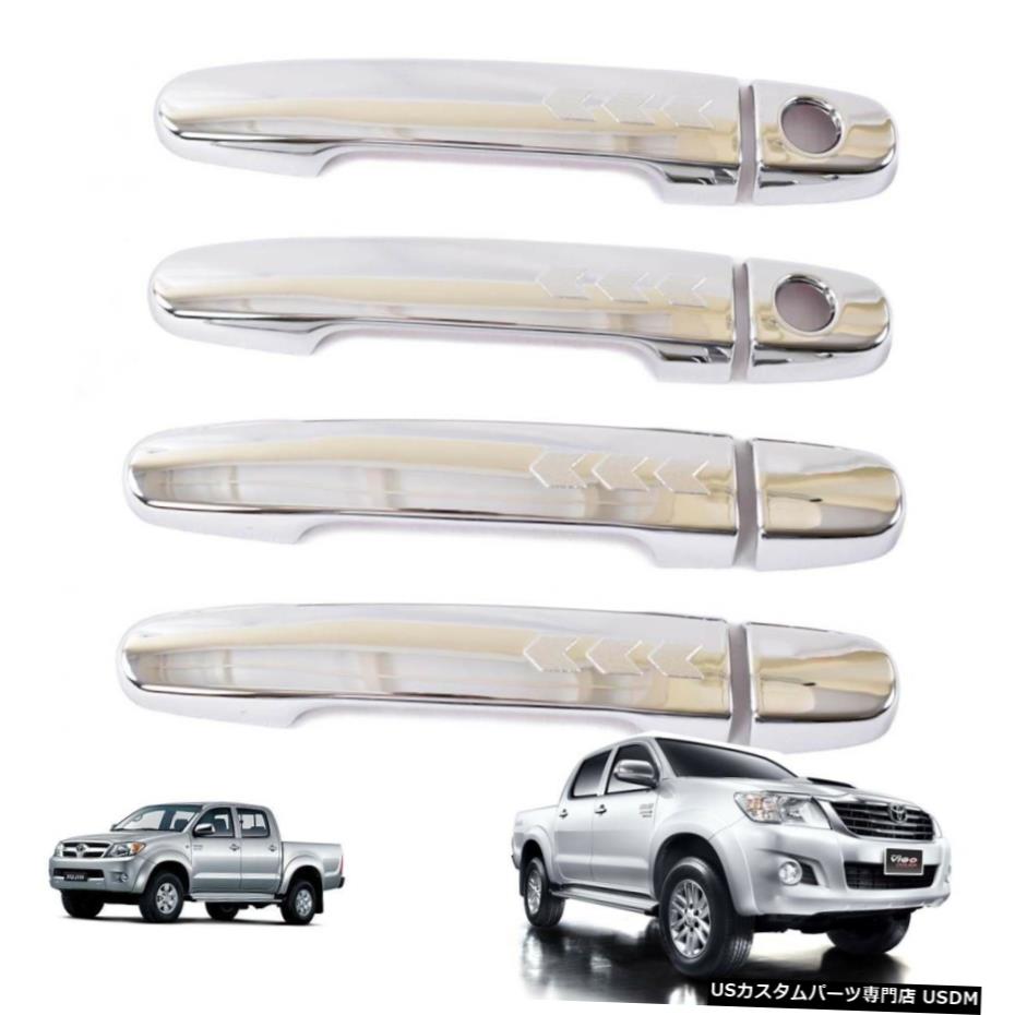 クロームメッキ Door Handle Cover Arrow Trim Chrome Fits Toyota Hilux Vigo Pickup 2004 - 2015 【並行輸入品】