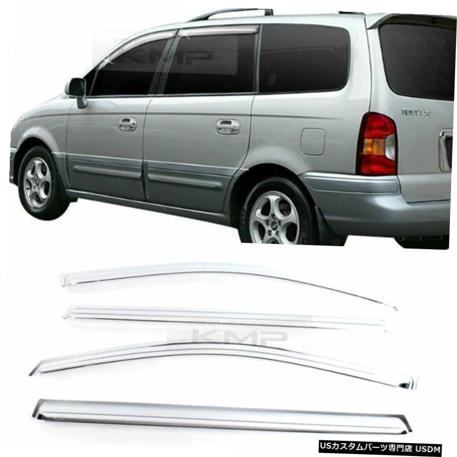 クロームメッキ Chrome Window Sun Vent Visor Rain Guards 4P K664 For HYUNDAI 1999-2007 Trajet XG Chrome Window Sun Vent Visor Rain Guards 4P K664 For HYUNDAI 1999-2007 Trajet XG 【並行輸入品】