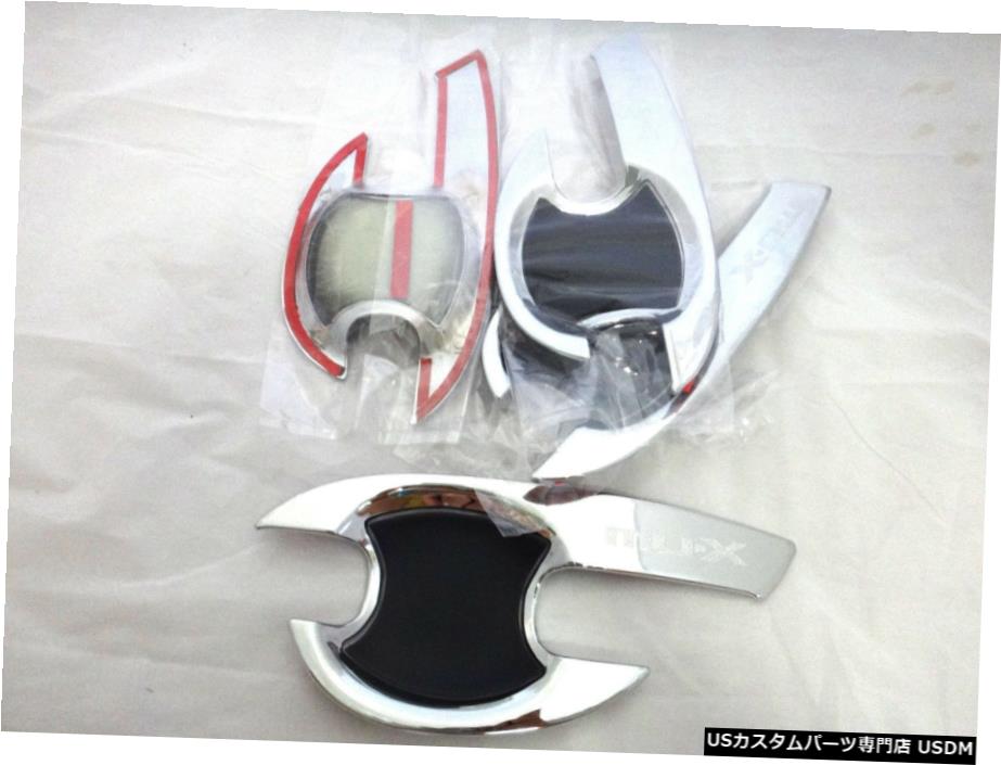 クロームメッキ いすゞMU-X2014SUV用クローム+マットブラック4ドアハンドルボウルインサートカバートリム CHROME+ MATTE BLACK 4 DOOR HANDLE BOWL INSERT COVER TRIM FOR ISUZU MU-X 2014 SUV 【並行輸入品】