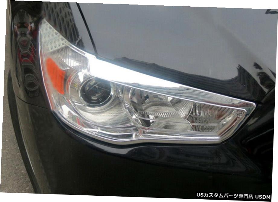 クロームメッキ Front Head Light Lamp Cover Trim 2pcs For Mitsubishi ASX Outlander Sport 10 - 18 【並行輸入品】