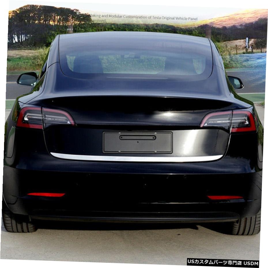 クロームメッキ Steel Chrome Rear Tailgate Door Trunk Lid Cover Trim For Tesla Model 3 2018-2020 【並行輸入品】