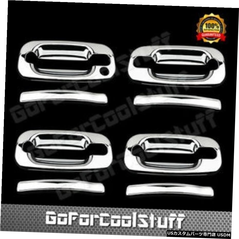 クロームメッキ Gmcユーコン00-06クローム4ドアハンドルカバー、助手席キーホールなし For Gmc Yukon 00-06 Chrome 4 Doors Handles Covers W/Out Passenger Keyhole 【並行輸入品】