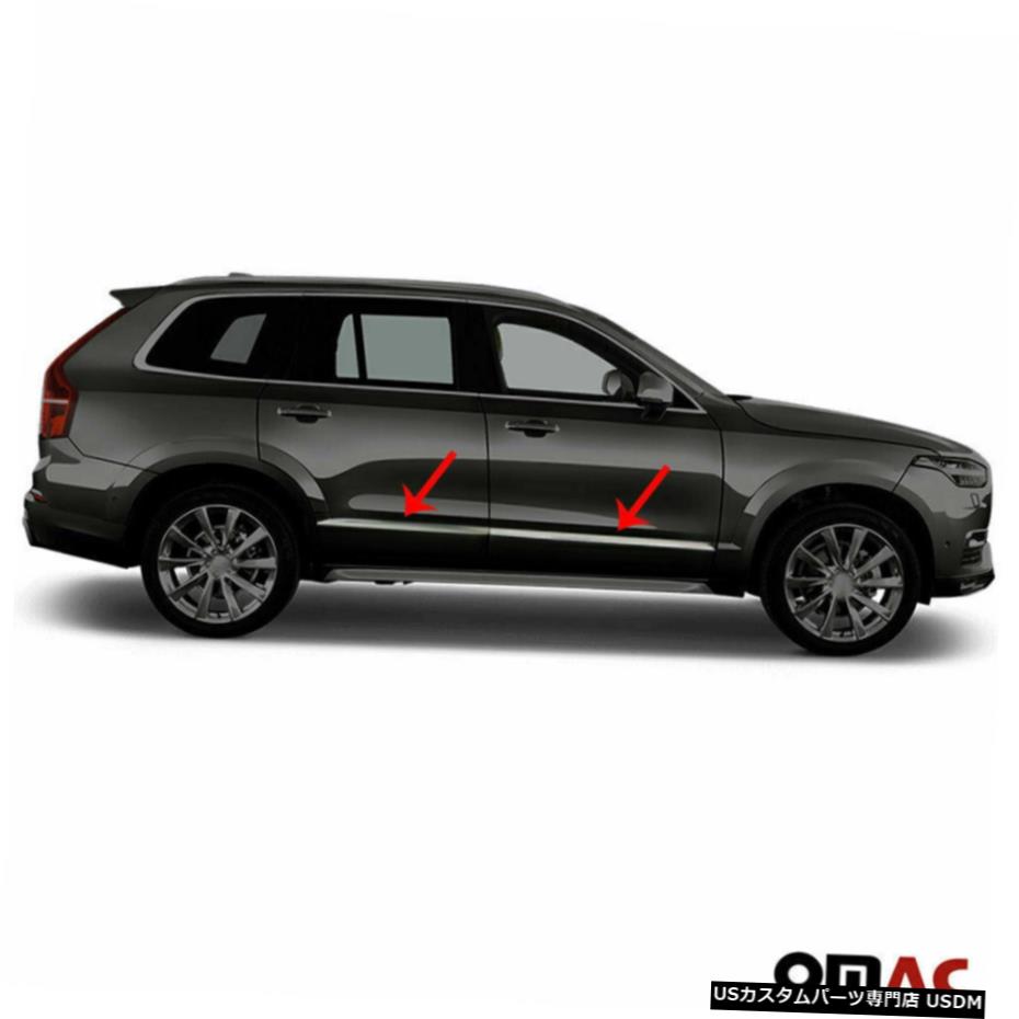 クロームメッキ Chrome Side Door Streamer Guard Stainless Steel for Volvo XC90 2015-2020 【並行輸入品】