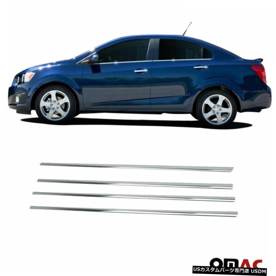 クロームメッキ Fits Chevy Sonic 4 Dr 2012-2020 Chrome Window Trim Moulding 4 Pcs Sedan 【並行輸入品】