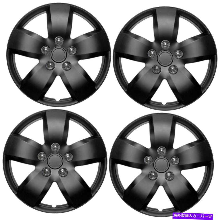 Wheel Covers Set of 4 16" の4 PcのセットMATTE BLACKハブはOEMスチールホイール用リムカバーキャップ - キャップカバー 4 Pc Set of 16" MATTE BLACK Hub Caps Rim Cover for OEM Steel Wheel - Covers Cap 【並行輸入品】|カスタムパーツ WORLD倉庫