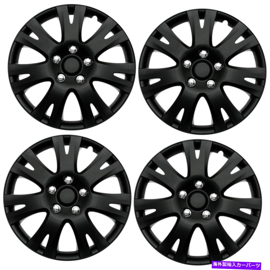 Wheel Covers Set of 4 16" の4 PcのセットマットブラックハブはOEMスチールホイール用リムカバーキャップ - キャップカバー 4 Pc Set of 16" Matte Black Hub Caps Rim Cover for OEM Steel Wheel - Covers Cap 【並行輸入品】|カスタムパーツ WORLD倉庫