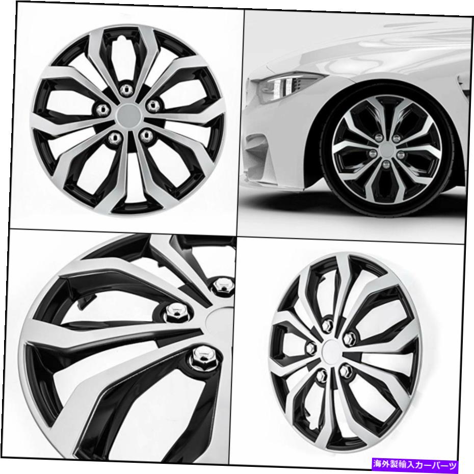【楽天市場】Wheel Covers Set of 4 4つのはめあいすべての車両17" インチブラックスパイダーデザインの車のホイールカバー