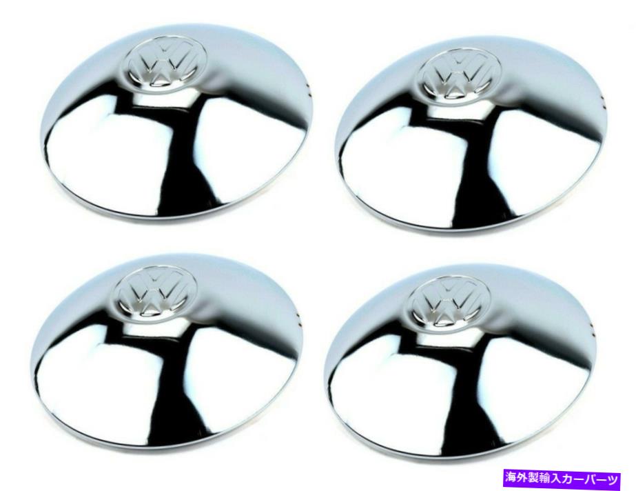 Wheel Covers Set of 4 4クロームメッキハブキャップEARLY VWビートルバスバグGHIAシングハーフムーンドームのセット5-ラグ Set of 4 Chromed Hubcap EARLY VW Beetle Bus Bug Ghia Thing Half Moon Domed 5-Lug 【並行輸入品】