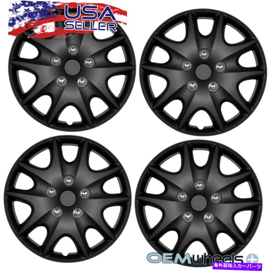 Wheel Covers Set of 4 4新しいマットブラック15" ハブキャップはサイオンSUV車スチールホイールがセットハブキャップカバーフィット 4 New Matte Black 15" Hub Caps Fits Scion SUV Car Steel Wheel Covers Set Hubcap 【並行輸入品】|カスタムパーツ WORLD倉庫
