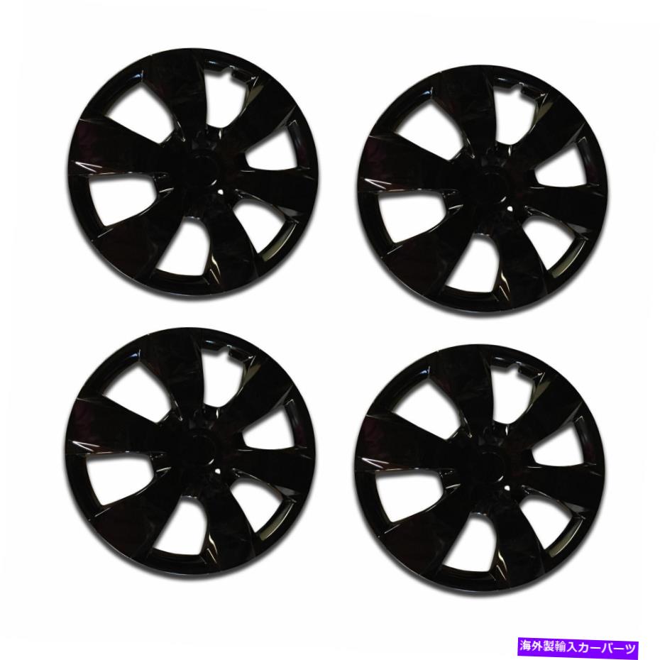 Wheel Covers Set of 4 ユニバーサルホイールカバーABSホイールスキンセットのハブはアイスブラック16「」4の-Setキャップ Universal Wheel Cover ABS Wheel Skins Set Hub Caps Ice Black 16'' -Set of 4 【並行輸入品】