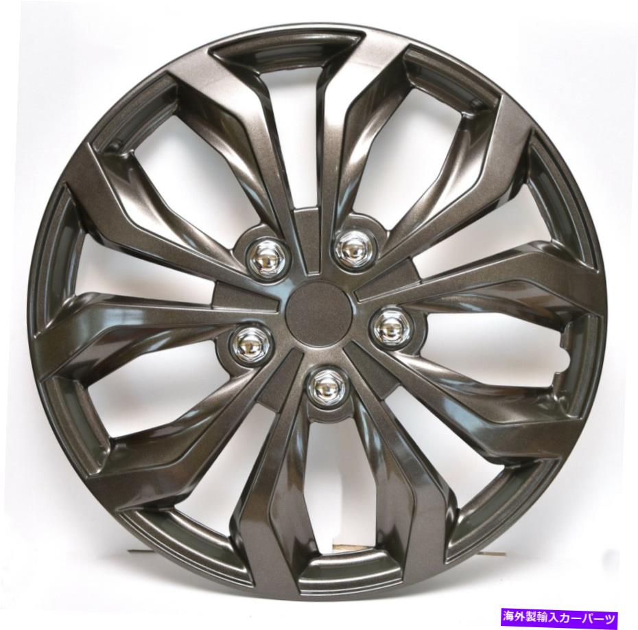 Wheel Covers Set of 4 4ガンメタルグレーディープディッシュプラスチック製ホイールのセットがサイズ16\