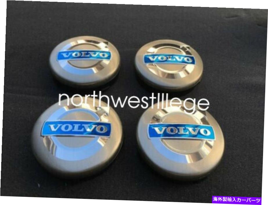 Wheel Covers Set of 4 4 VOLVO GRAY CENTERホイールハブの64ミリメートルNEW 4PC SETは、カバーBLUEロゴCAPS RIMS 64mm NEW 4PC SET OF 4 VOLVO GRAY CENTER WHEEL HUB CAPS COVER BLUE LOGO RIMS 【並行輸入品】