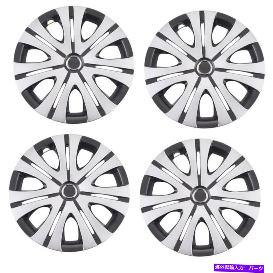 Wheel Covers Set of 4 米国16“ ハブキャップABS・リムホイールスキンカバーセンターの4本/ 1セットキャップカバーブラック US 16“ 4Pcs/1Set Of Hub Cap ABS Rim Wheel Skin Cover Center Caps Covers Black 【並行輸入品】