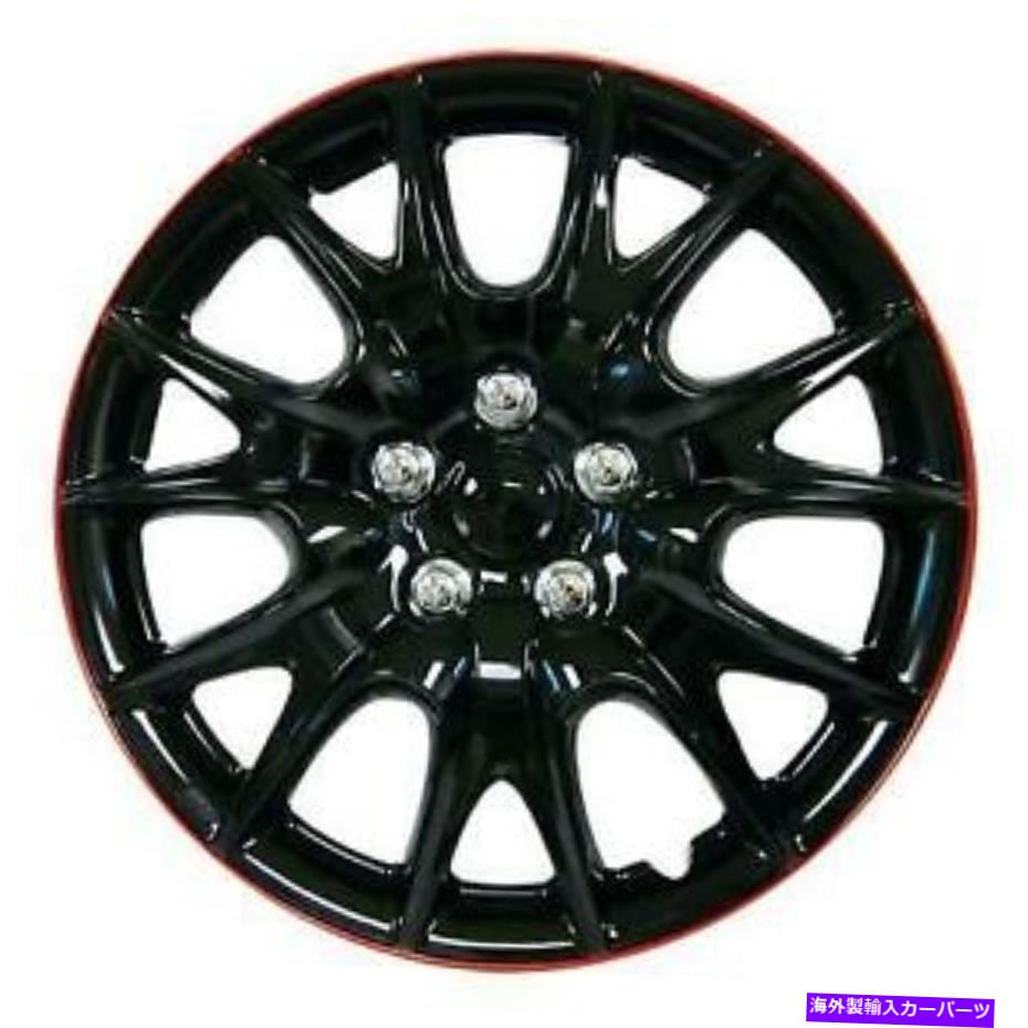 Wheel Covers Set of 4 4ブラック/レッド14\
