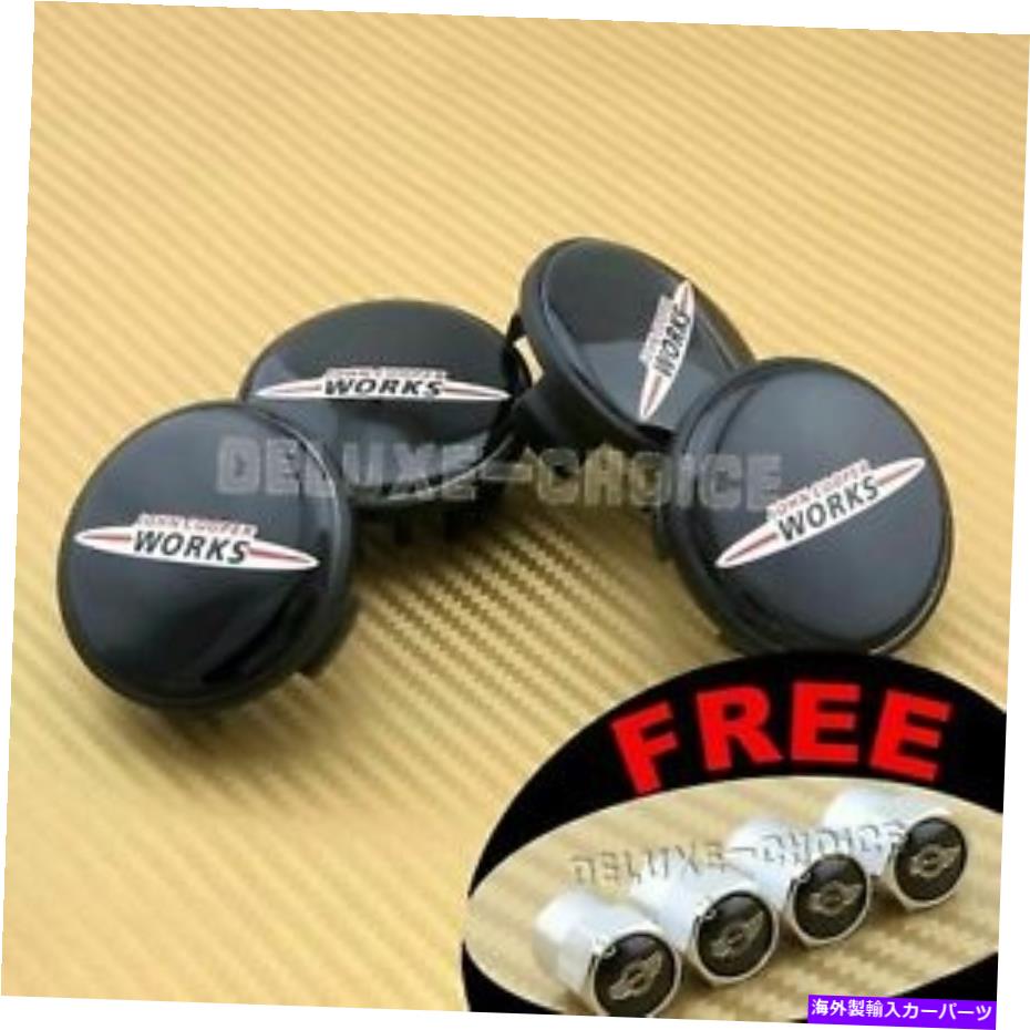 Wheel Covers Set of 4 工場出荷時の54ミリメートルの作品のための4黒のロゴの車合金のリム・ホイールセンターハブキャップのセット Set of 4 Black logo Car Alloy Rim Wheel Center Hub Cap for factory 54mm works 【並行輸入品】