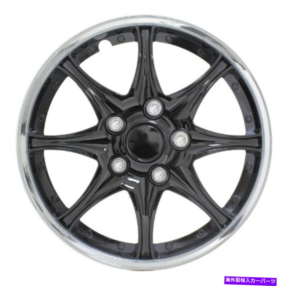 Wheel Covers Set of 4 パイロットWH522-15C-Bユニバーサルフィットブラックとクローム15インチホイールカバー - 4のセット Pilot WH522-15C-B Universal Fit Black and Chrome 15 Inch Wheel Covers - Set of 4 【並行輸入品】