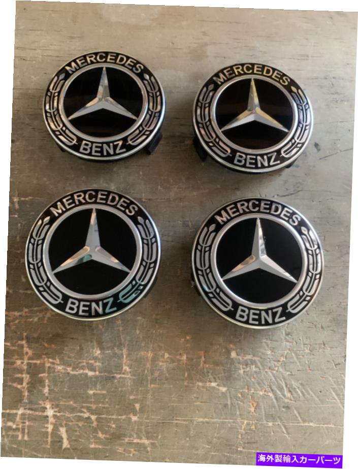 Wheel Covers Set of 4 4個のBlackLaurel花輪ホイールを挿入フィットすべてのMBZセットメルセデスベンツスター Mercedes Benz Star with BlackLaurel Wreath Wheel Insert Fit All MBZ Set Of 4 Pcs 【並行輸入品】