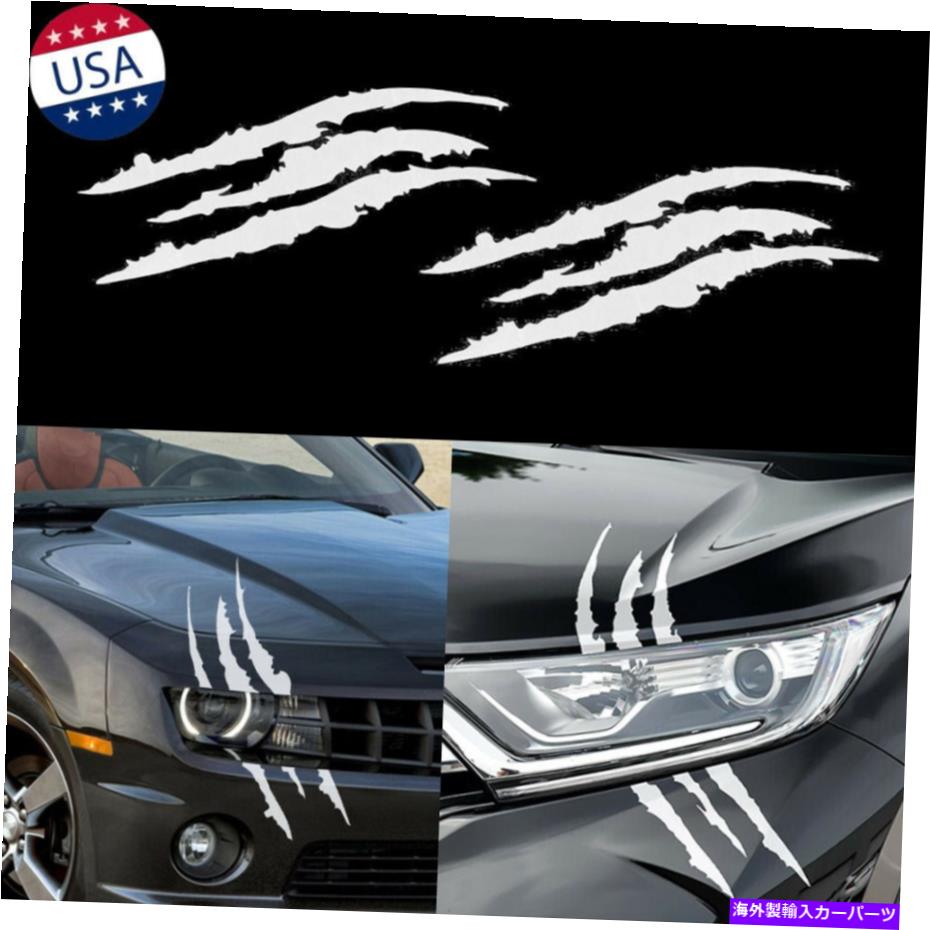 Side Fender Grille 車のヘッドライトの装飾のための2倍ホワイトモンスタークロースクラッチステッカー反射ステッカー 2x White Monster Claw Scratch Decal Reflective Sticker For Car Headlight Decor Consyrsa Com