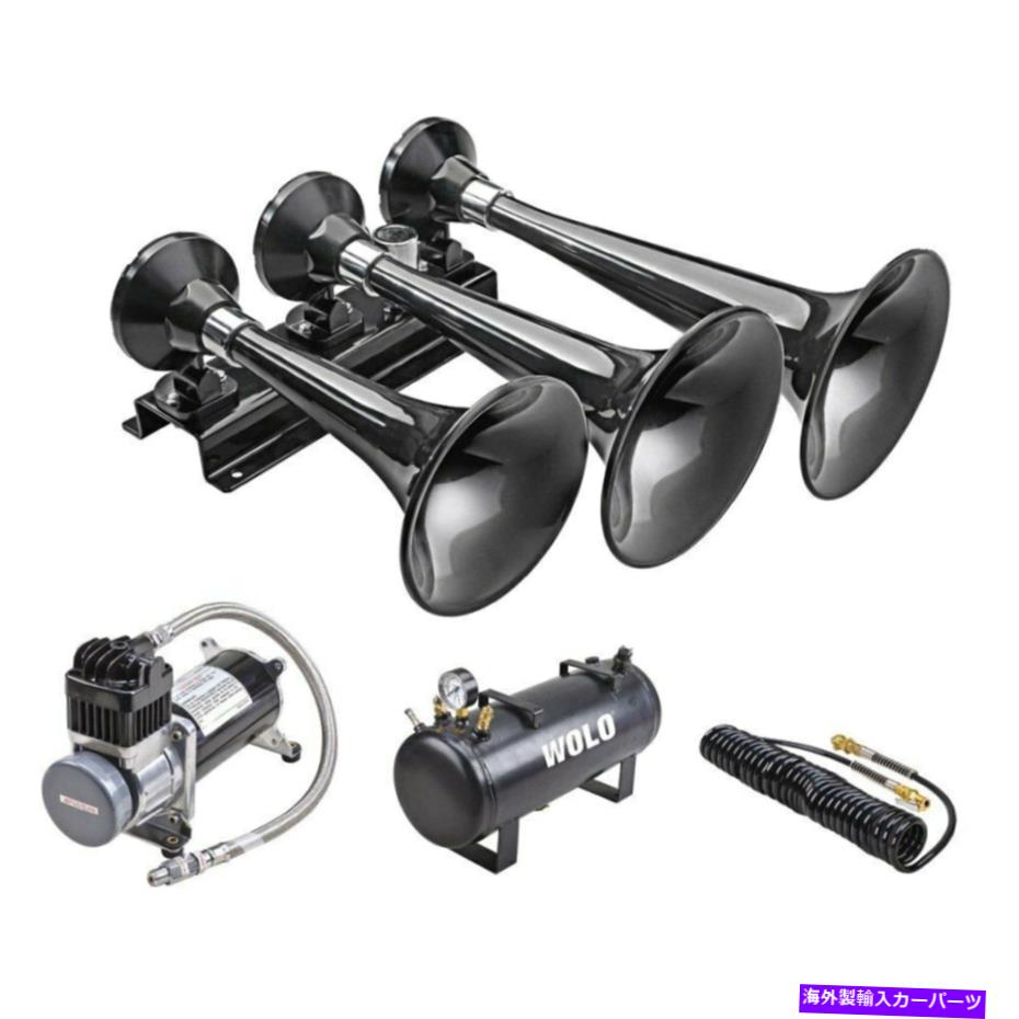Train Horn Wolo Expressは、オンボードエアシステムwが3トランペット黒電車ホーンをPRO Wolo Express Pro 3 Trumpet Black Train Horn w On-Board Air System 【並行輸入品】