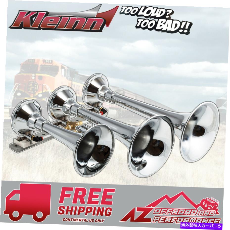 Train Horn クロムメッキトランペットとKleinnエアホーンモデル630トリプルホーントレイン Kleinn Air Horn Model 630 Triple Train Horn with Chrome Plated Trumpets 【並行輸入品】