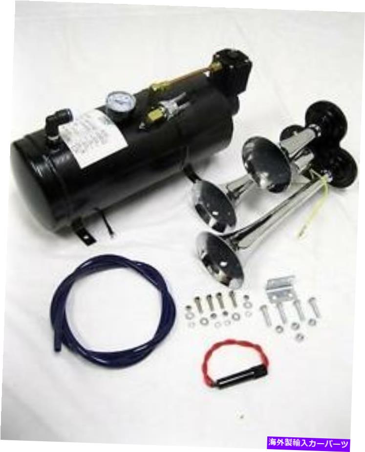 Train Horn クロームメタル12V 118DBトリプルトランペット列車エアホーン150 PSI BLKエアーコンプレッサー Chrome Metal 12V 118DB Triple Trumpet Train Air Horn 150 PSI BLK Air Compressor 【並行輸入品】