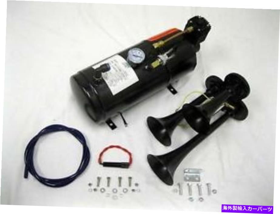 Train Horn ブラックメタル12V 150DBトリプルトランペット列車エアホーン150 PSIブラックエアーコンプレッサー BLACK Metal 12V 150DB Triple Trumpet Train Air Horn 150 PSI Black Air Compressor 【並行輸入品】|カスタムパーツ WORLD倉庫